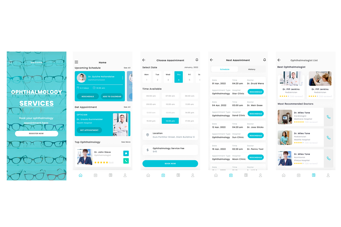 Oculist & Ophthalmology Medical Clinic App Ui kit