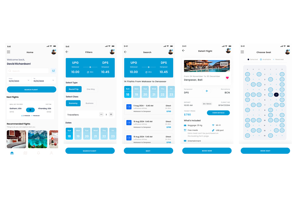 ▷ Search Flight, Ticket Reservation Booking Trip App & Ui Kit Template