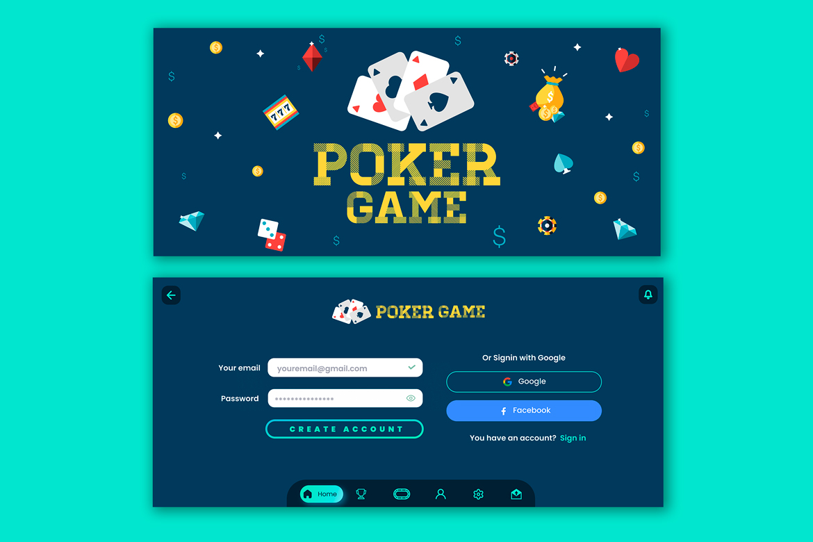 Online Poker & Casino Dark Game Mobile App Ui Kit