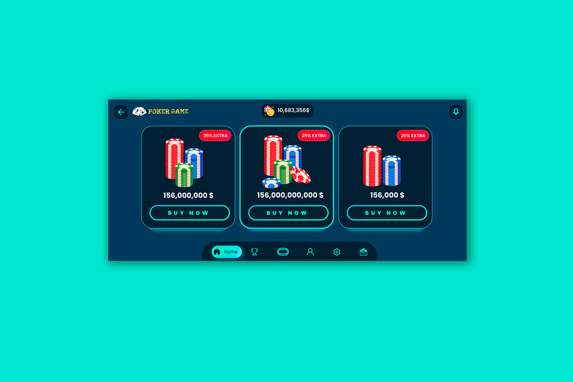 Online Poker & Casino Dark Game Mobile App Ui Kit