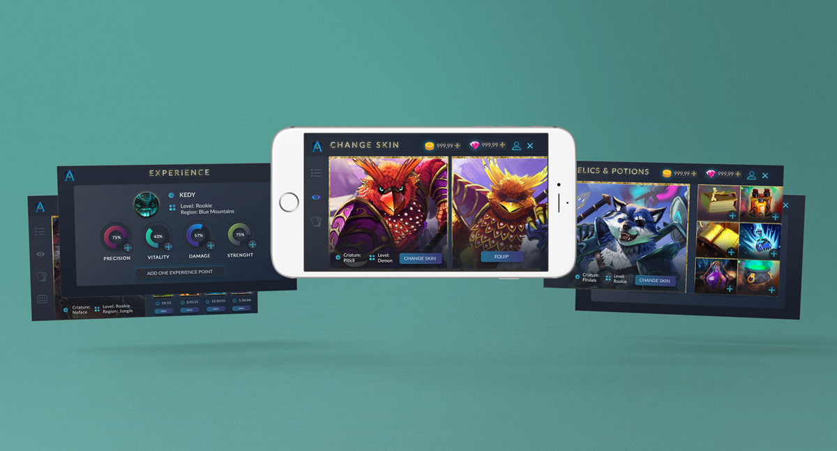 Phantasy Dark Cards Game App & UI Kit Template