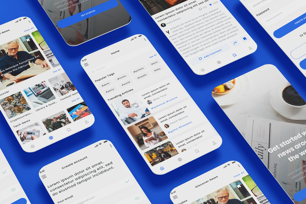 Media News & Press Blog App UI with Articles Feed