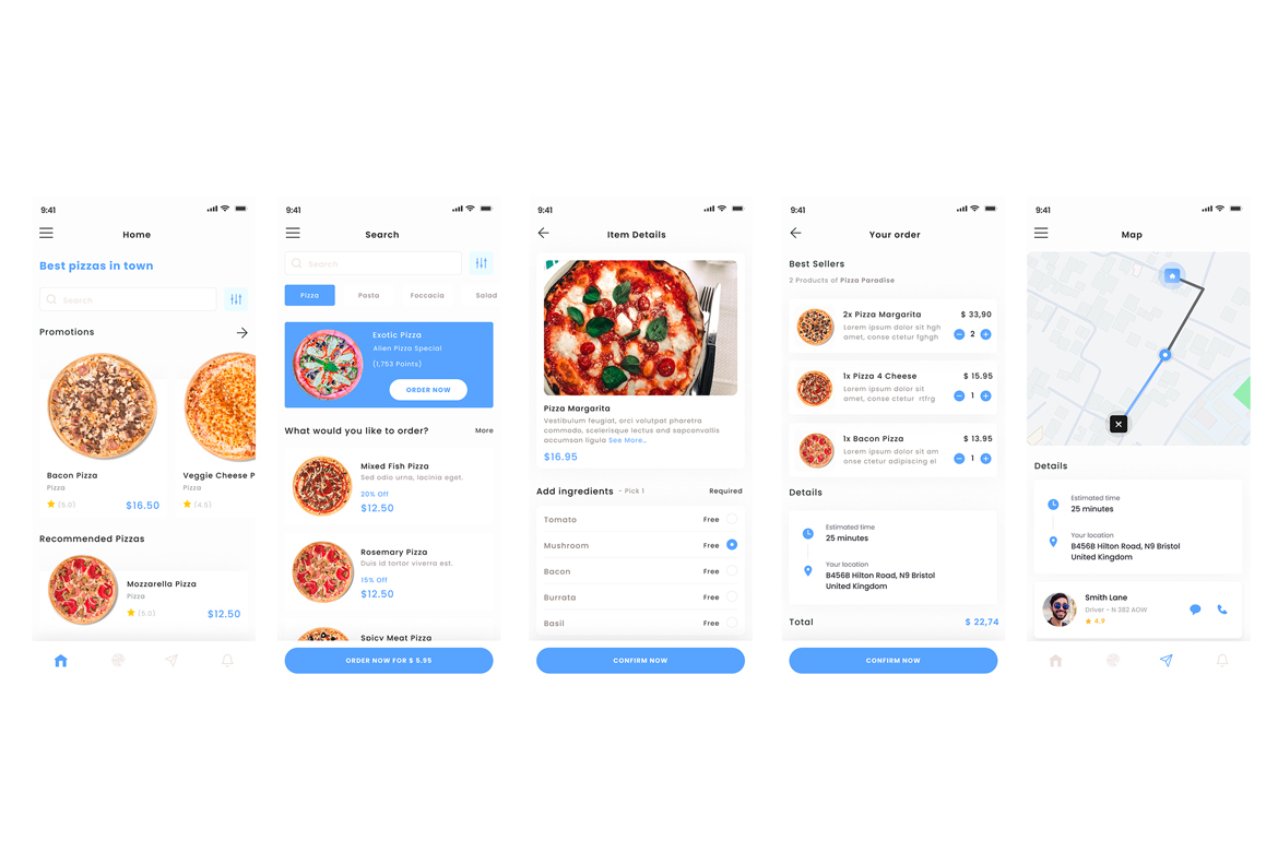 Food Delivery & Pizza Restaurant Mobile App Ui Kit