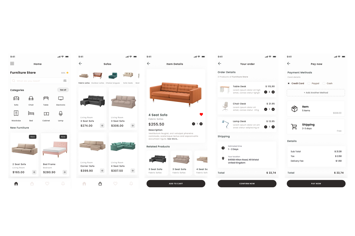 Furniture Ecommerce Shop & Sofa Store App Ui Kit