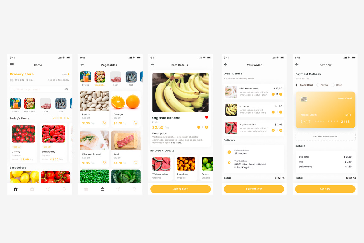 Grocery Shop Delivery & Food Store App & UI Kit