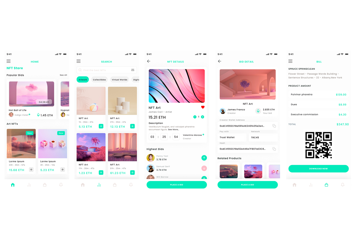 ▷ NFT Marketplace & Crypto Art Store App & User Interface Template