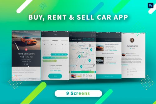 Rent, Sell & Buy Car Motorbike App UI kit Template