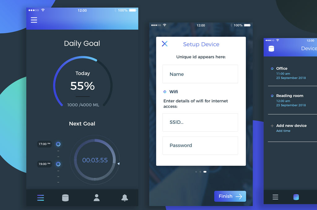 Daily Goal and Register Device Blue App Ui Kit PSD