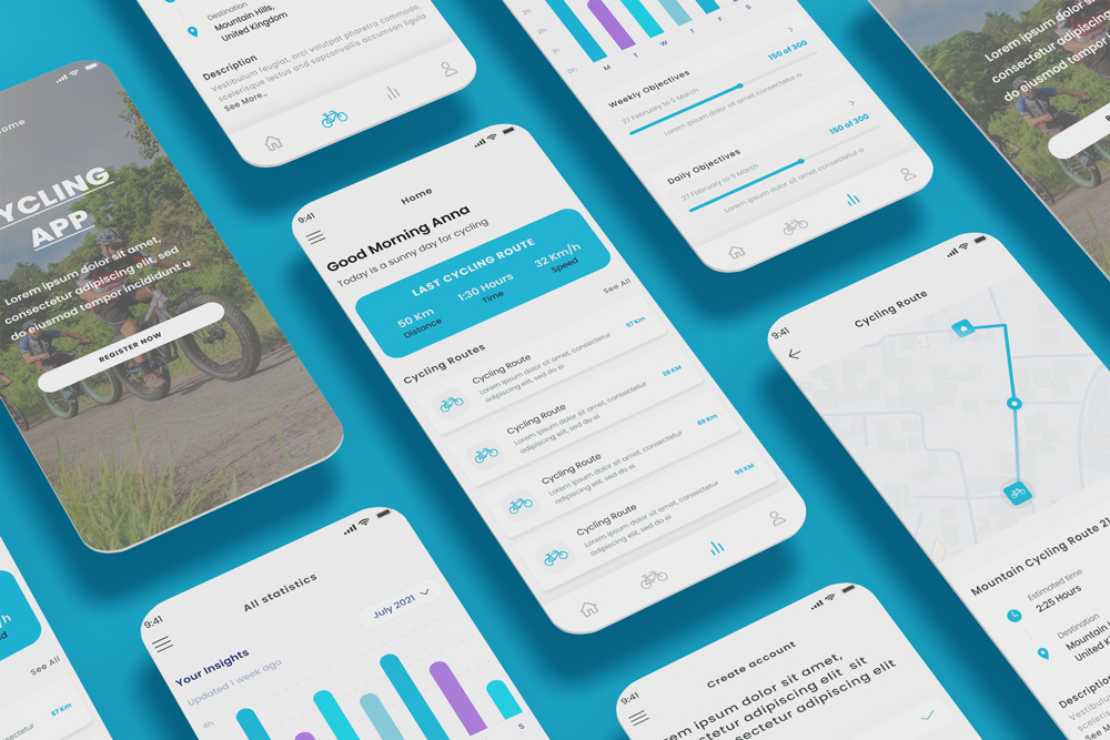 Cycling Routes, Bicycle & Bike Tracker, Sport Statistics App Template