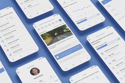 Driving License Tests & Drive Car Academy App Ui