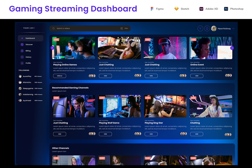 Game Live Streaming Music, Gaming Stream Dashboard