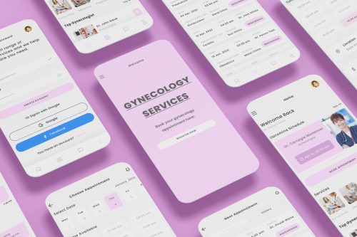 Gynecology , Obstetrics , delivery & maternity medical pregnancy services purple App Ui kit template