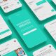Physiotherapist, osteopath, acupuncturist & chiropractor App UI kit Green Blue Template