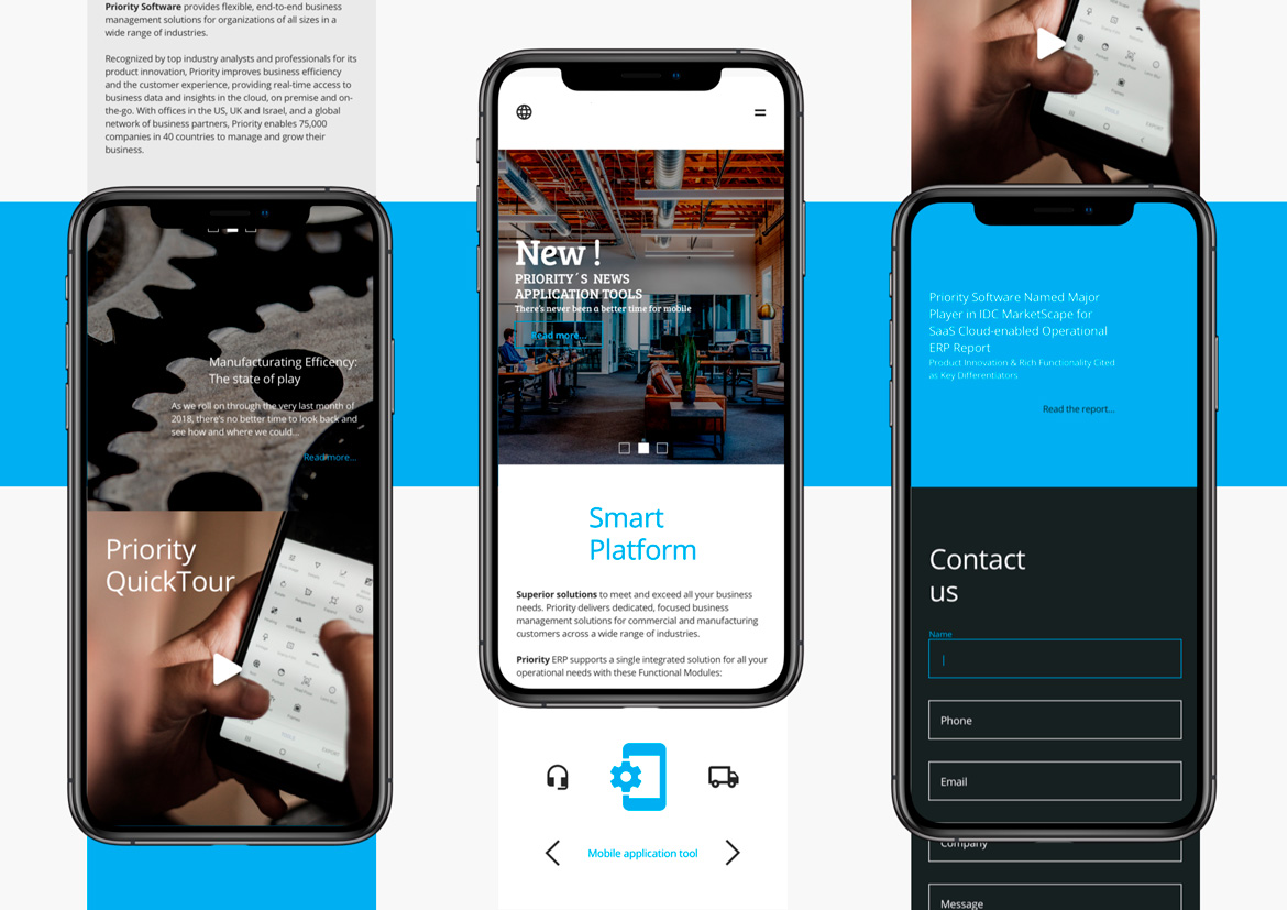 Blue Website design Template for Technology projects and companies. The project contains 6 x Screens