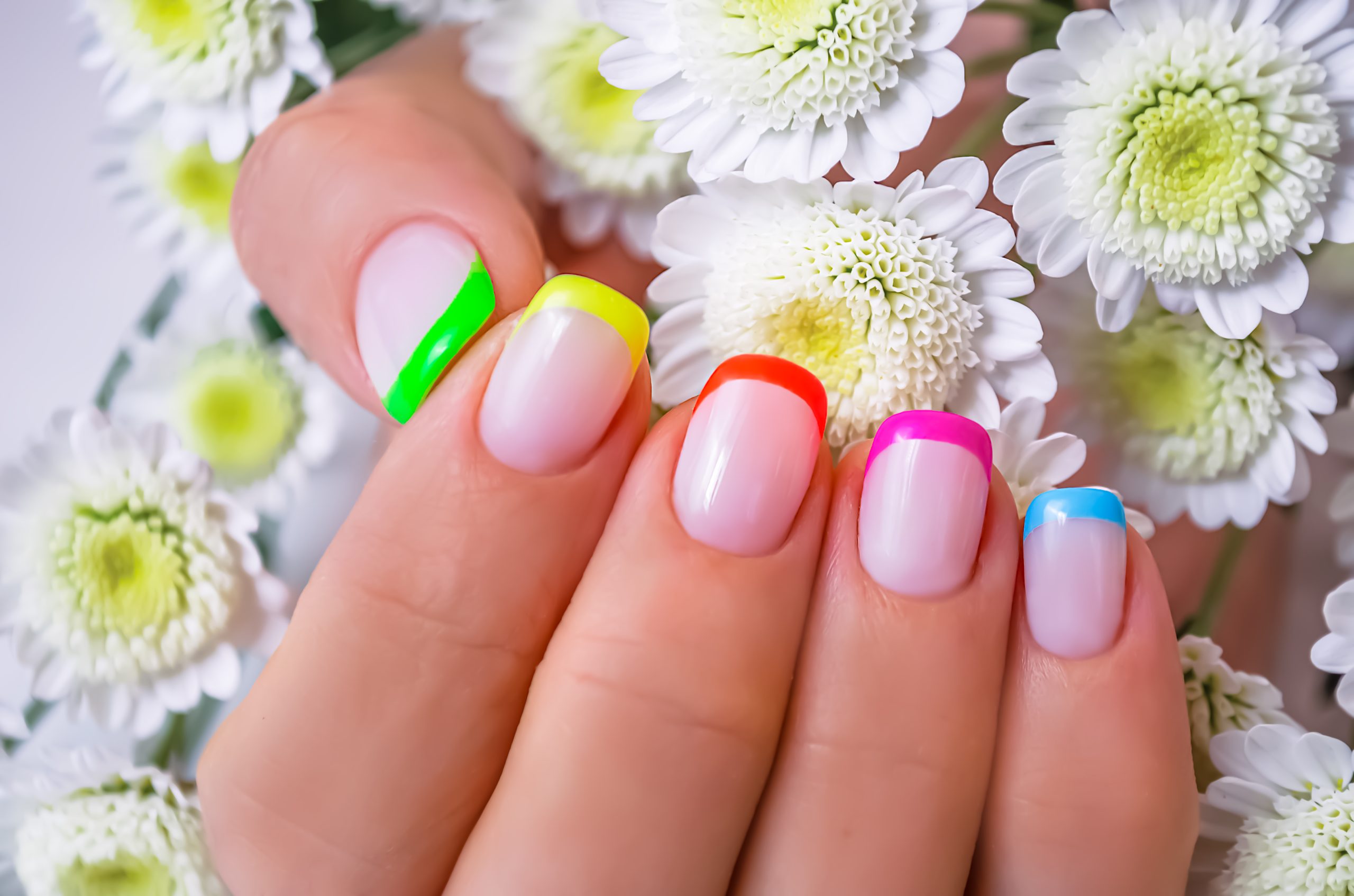 7. French Manicure with Rainbow Tips - wide 2