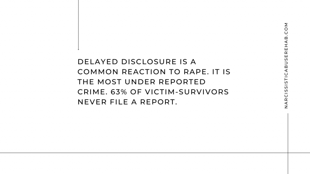 Delayed disclosure is a common reaction to rape.