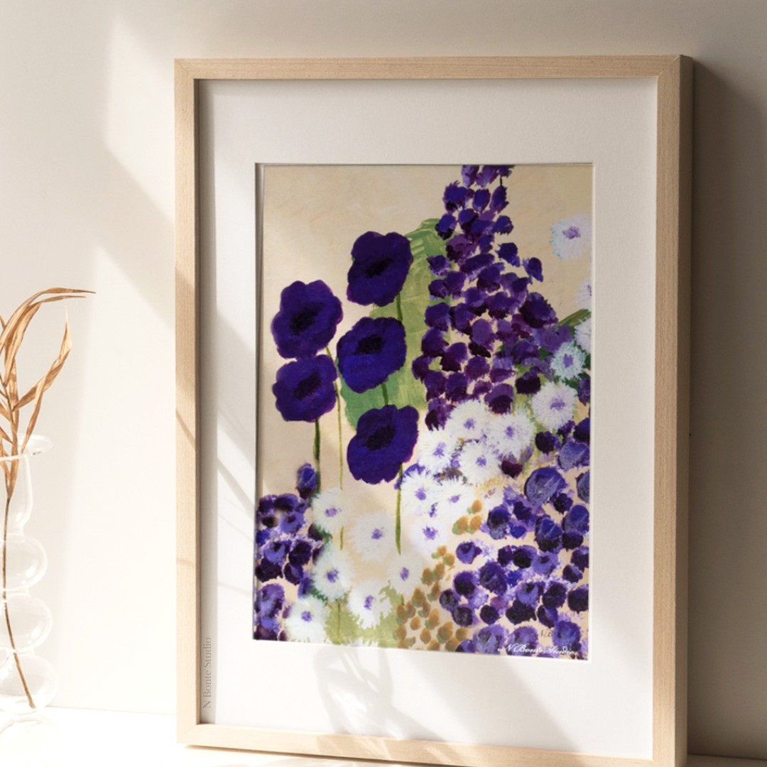 Original-painting-giclee-fine-art-print-nature-collection-nathalie-bonte-nbontestudio-bouquet-of-flowers