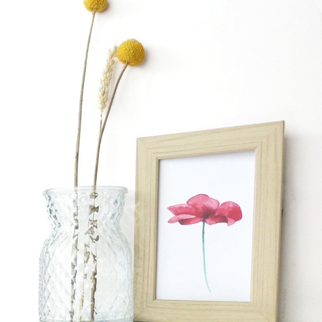 nature-illustrations-giclee-fine-art-print-collection-nathalie-bonte-nbontestudio-thinking-of-you-poppy