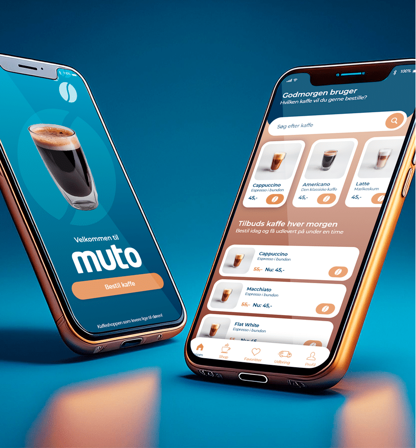 App design til Muto kaffe – brugervenligt og moderne UI til mobilbestilling