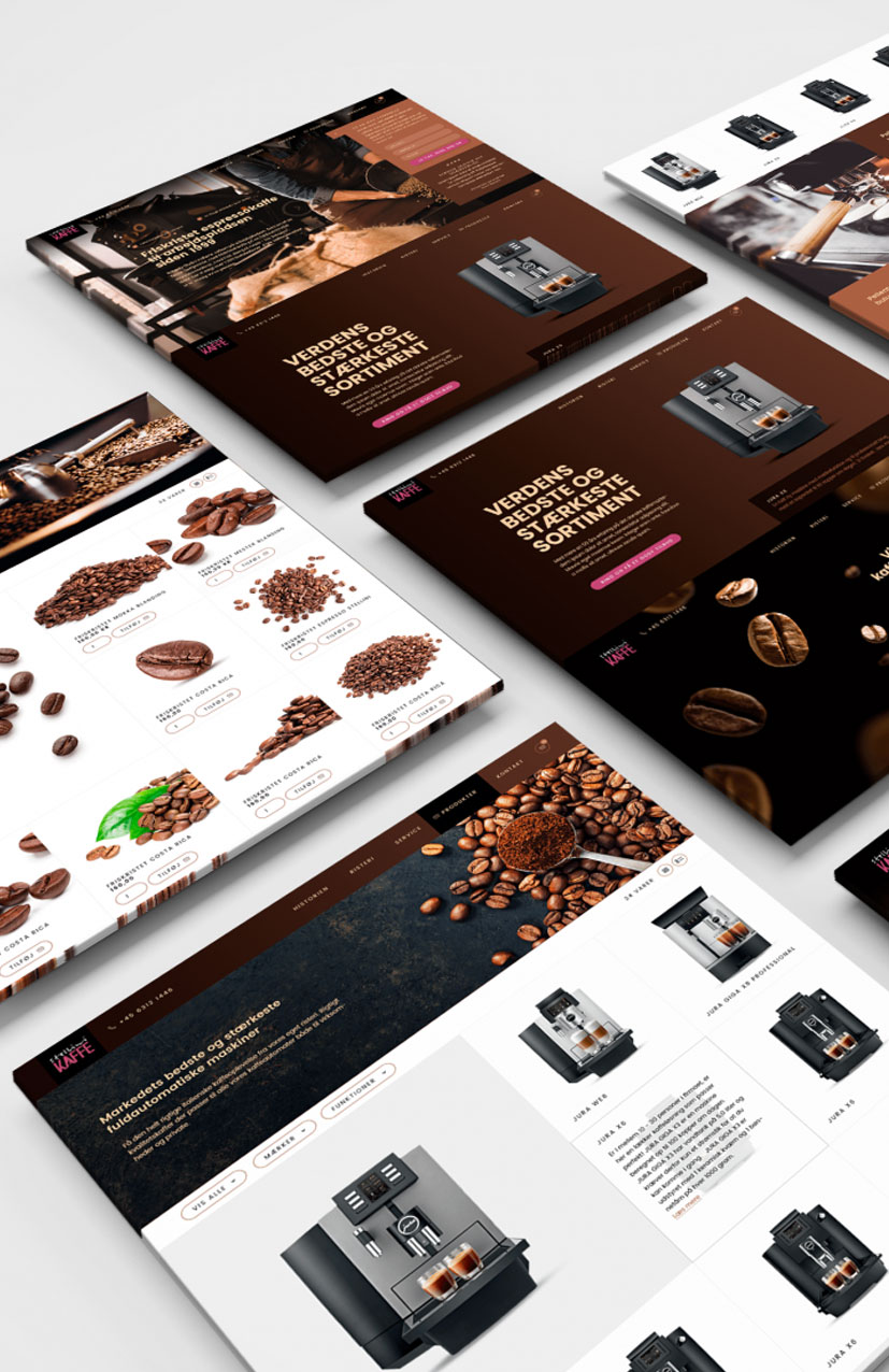 Webdesign til kaffefirma – brugeroplevelse og produktbilleder skabt fra bunden