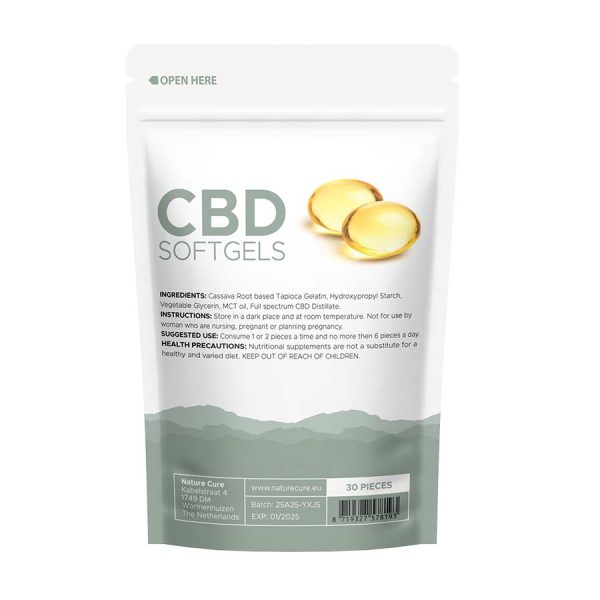 nature cure cbd soft gels back side