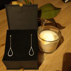 Zilveren oorhangers hangende druppel, handgemaakt