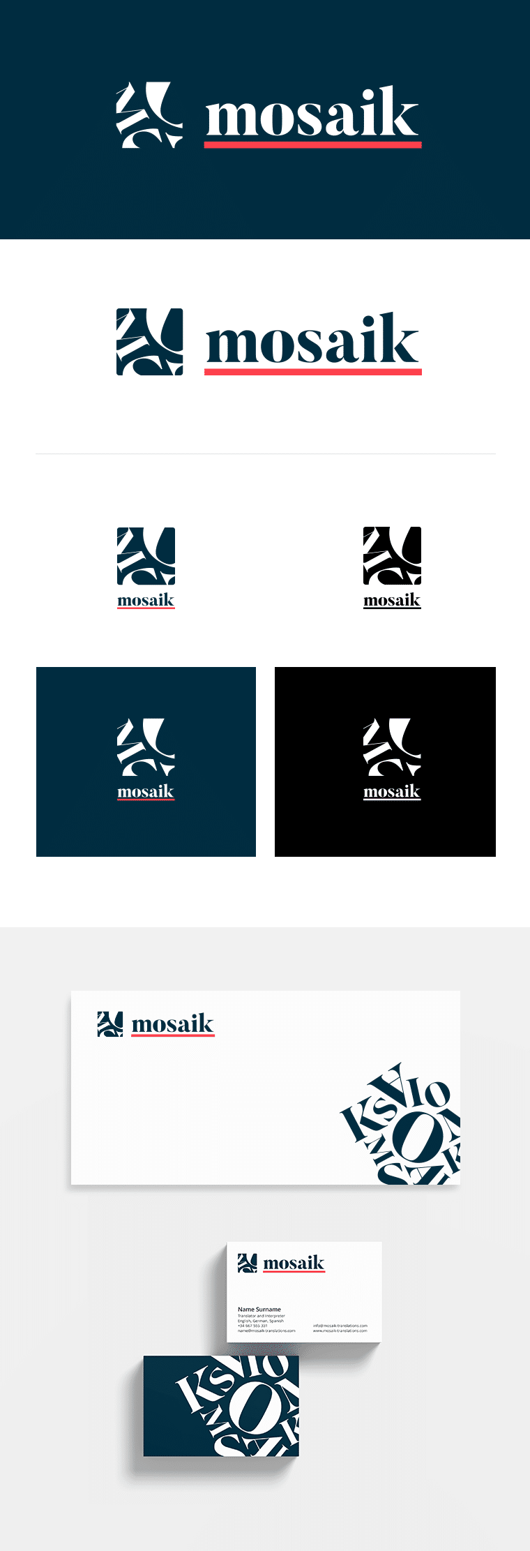 Logotyp Mosaik translations, Naula Design