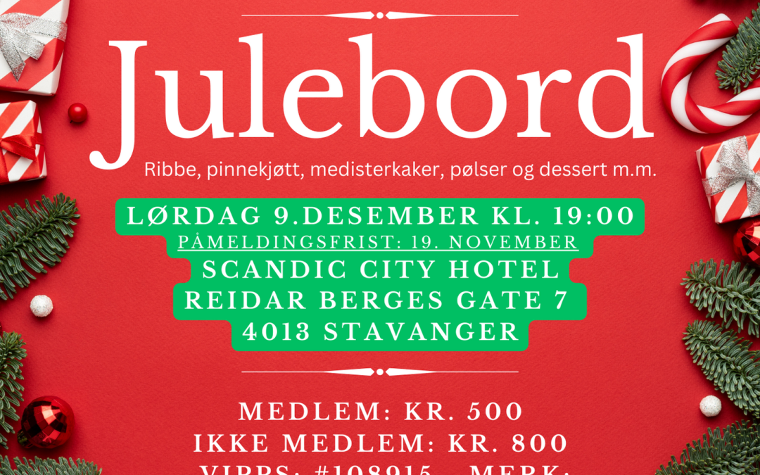 Julebord lørdag 9. desember!