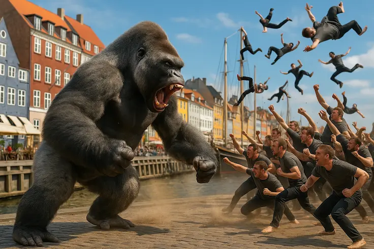 Billede af Gorilla vs 100 mænd