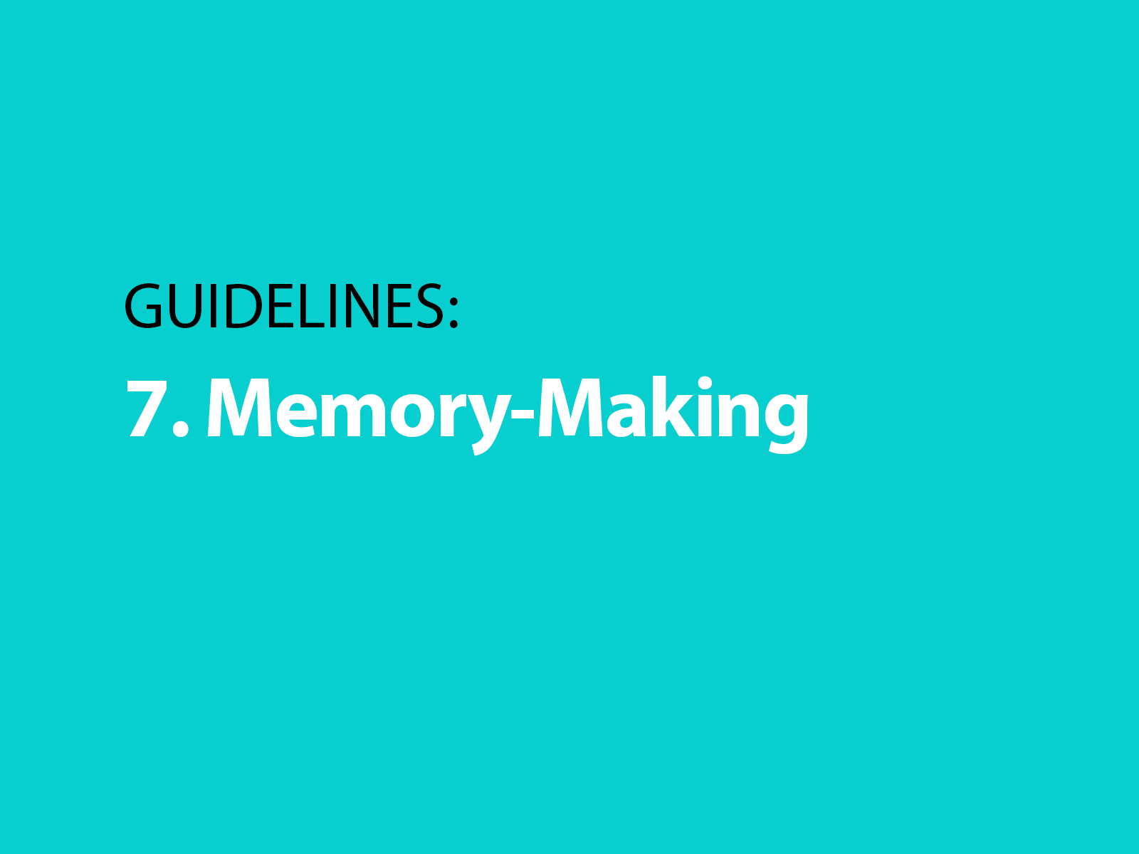 Guidelines: 7. Memory-Making