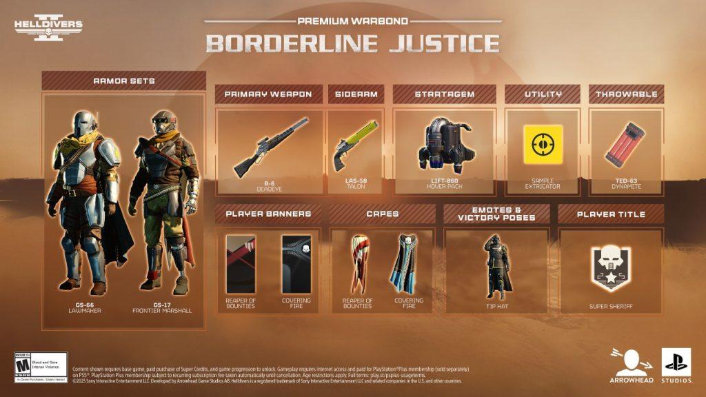 Helldivers 2 Borderline Justice Warbond Included Items