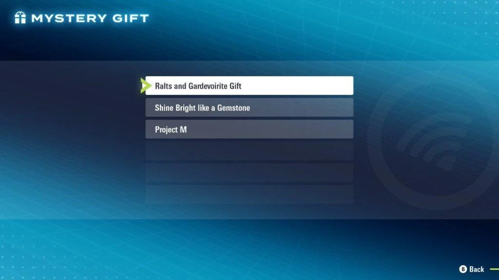 Pokemon Legends Z-A Mystery Gift Menu