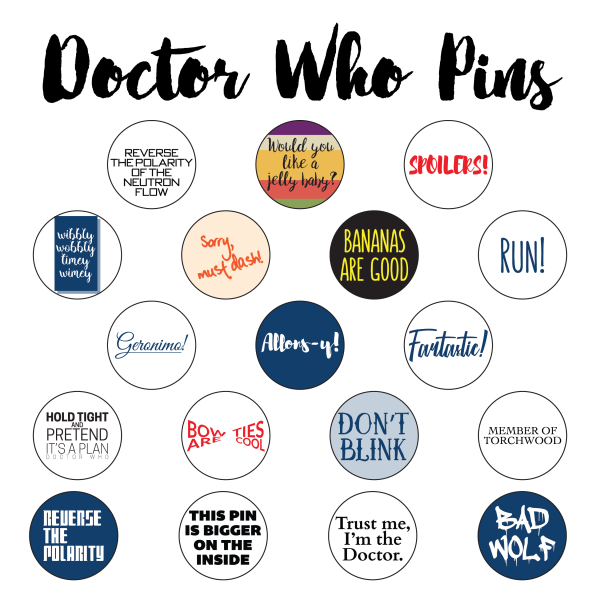 All Doctor Who Pins & Needleminders