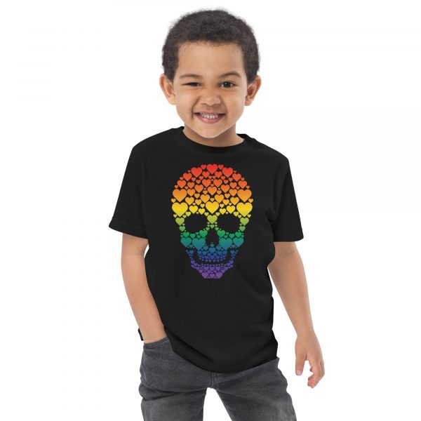 Rainbow Skull Toddler jersey t-shirt - Image 3