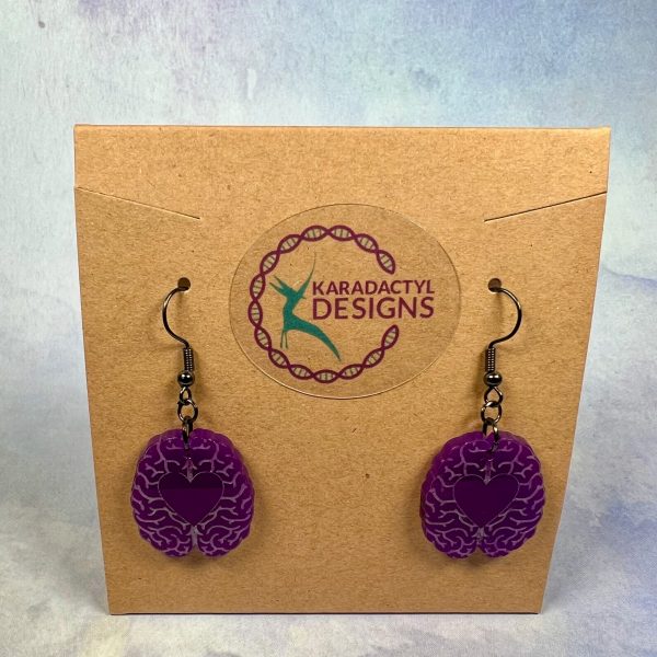 Love Your Brain - Purple Acrylic Earrings (Solid)