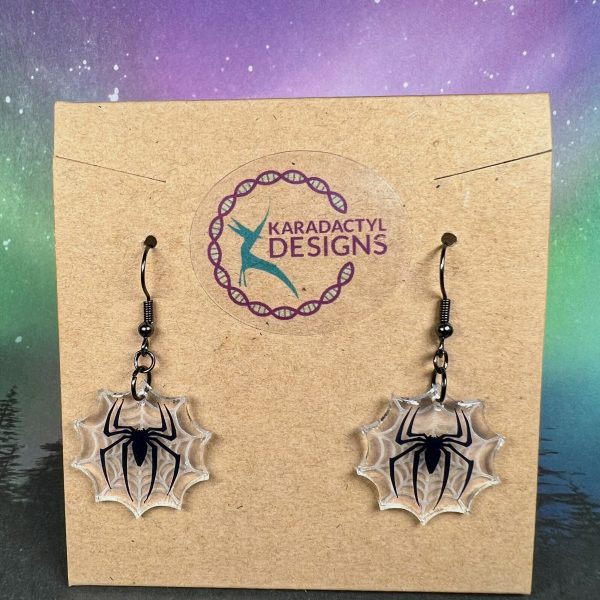 Spidey's Web - Clear Acrylic Earrings - Image 3