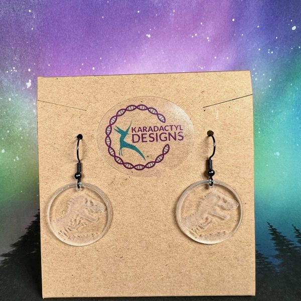 Jurassic Dino - Clear Acrylic Earrings - Image 2