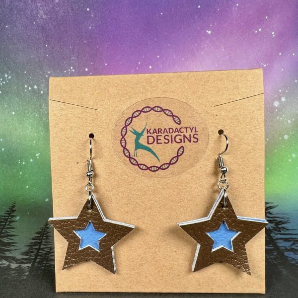 Peek a Boo Star - Faux Leather Earrings - Image 2