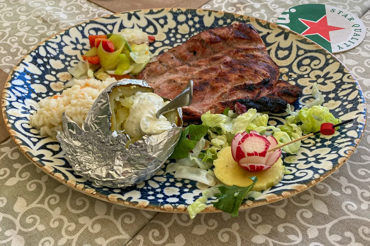 Pork with jacket potato, Salamandra, Nerja