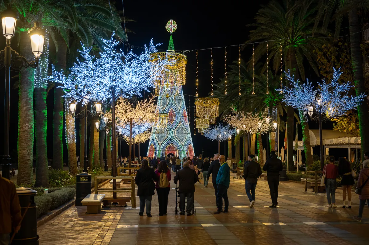 Christmas lights, Balcon de Europa, Nerja