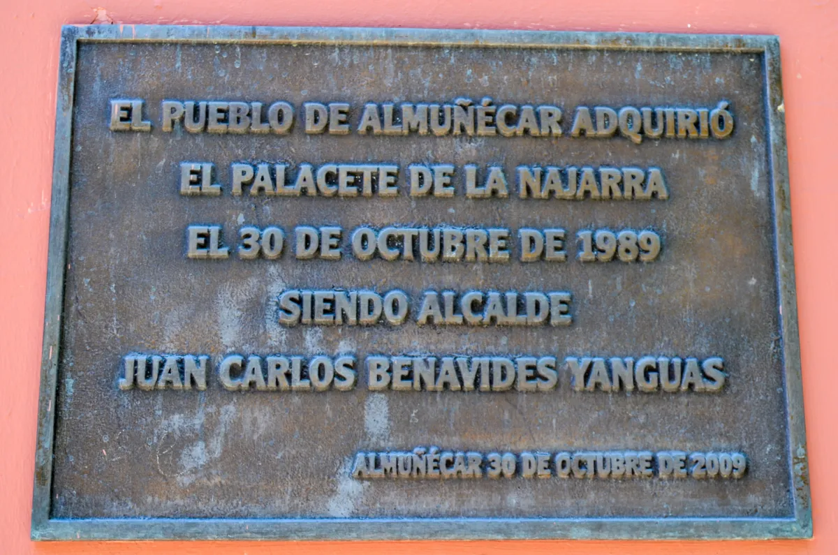 Palacete de la Najarra, plaque