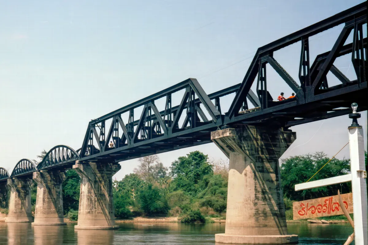 Railroad bridge over the Khwae Yai River in Kanchanaburi Province, Thailand