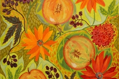 "Fyldigt Efterår" - af Nete Riemann - Gouache og farveblyant på papir,  51x36