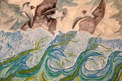 "Vand nr. 2" – maleri af Nete Riemann, 2017 - Aquarel, 41x31