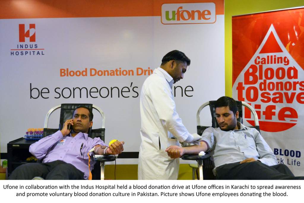 Ufone & Indus Hospital collaborate for Blood donation