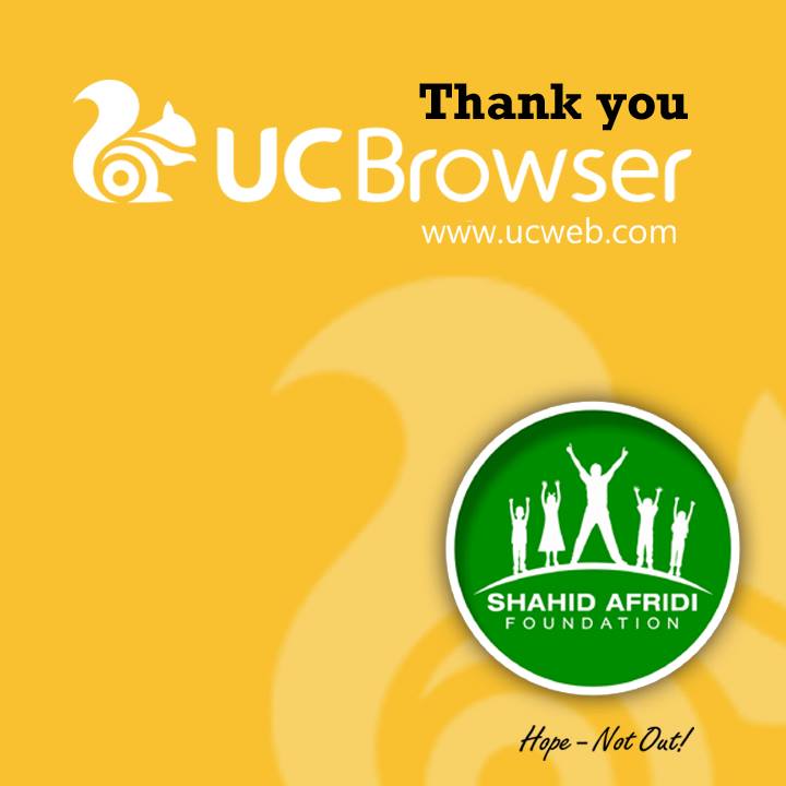 UC BROWSER SELECTS SHAHID AFRIDI FOUNDATION