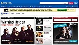 MySpace <em>Medienausgaben für 2009 wurden größtenteils in die Einführung von MySpace Music investiert.</em>