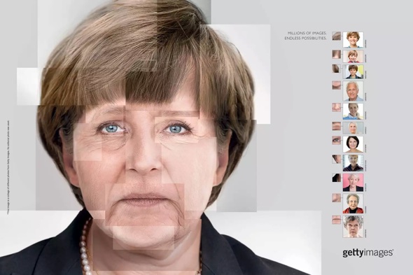 Die Collage von Angela Merkels Gesicht aus vielen Bildarchiv-Gesichtern dauerte 4 Monate.