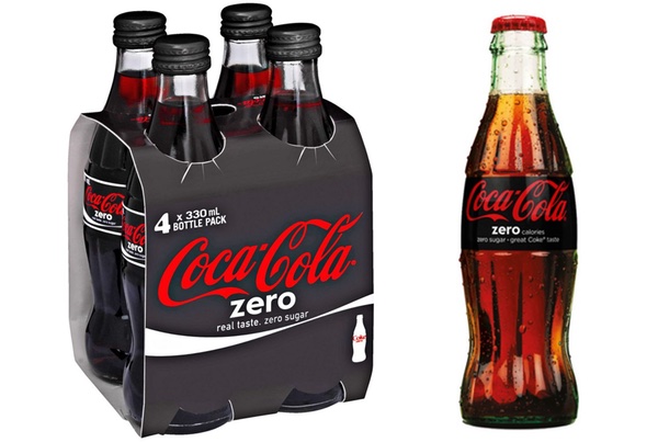CocaCola Zero Viererpackung und Etiquette.