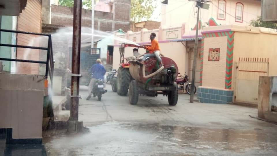 नगर परिषद शाहपुर जिला बुरहानपुर द्वारा फायर फाइटर से किया गया सैनिटाइजर का छिड़काव | New India Times